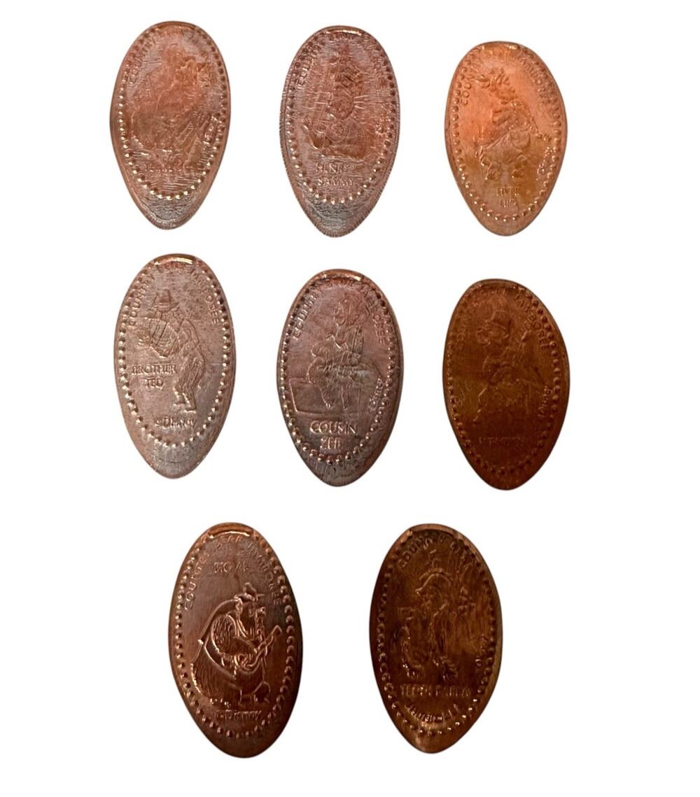 Disney World Smashed Pressed Penny Set Of 8 Country Bear Jamboree LiverLips
